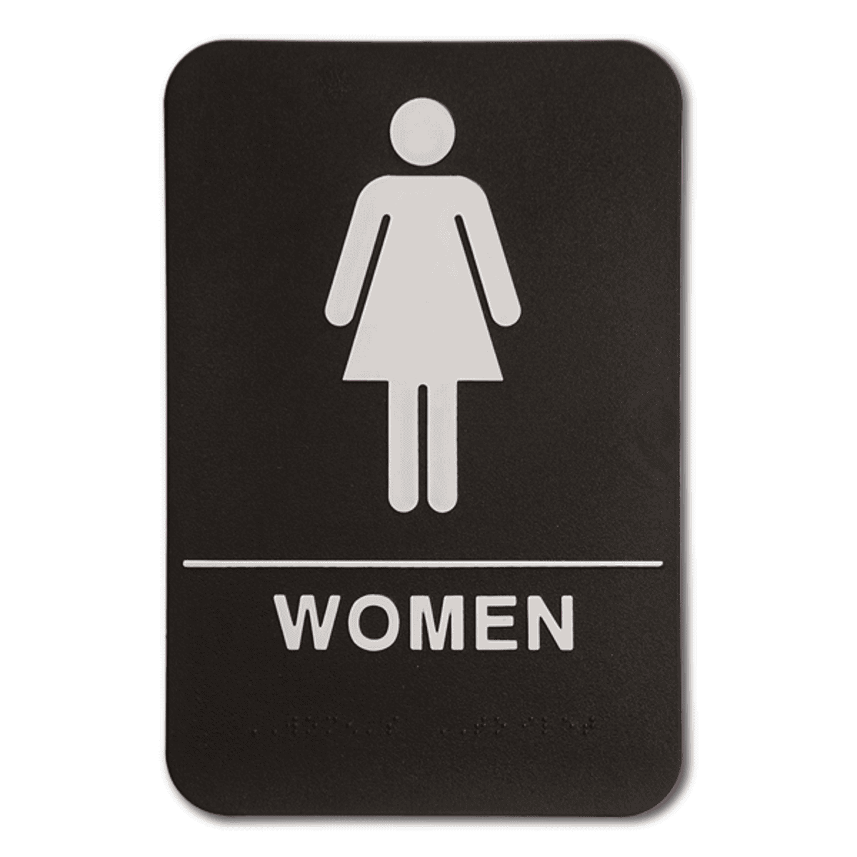 Black Women's ADA Braille Restroom Sign | 9" x 6"