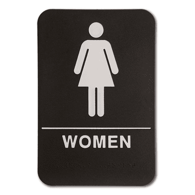 Black Women's ADA Braille Restroom Sign | 9" x 6"