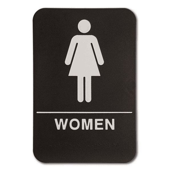 Black Women's 9" x 6" ADA Braille Restroom Sign