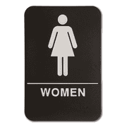 Black Women's 9" x 6" ADA Braille Restroom Sign