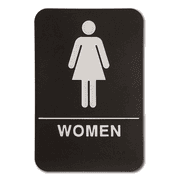 Black Women's 9" x 6" ADA Braille Restroom Sign