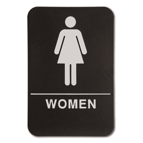 Black Women's 9" x 6" ADA Braille Restroom Sign