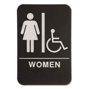 Black Handicap ADA Braille Women's Restroom Sign