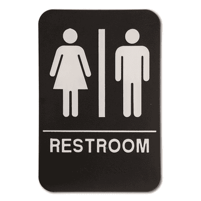 Black Unisex ADA Braille Restroom Sign