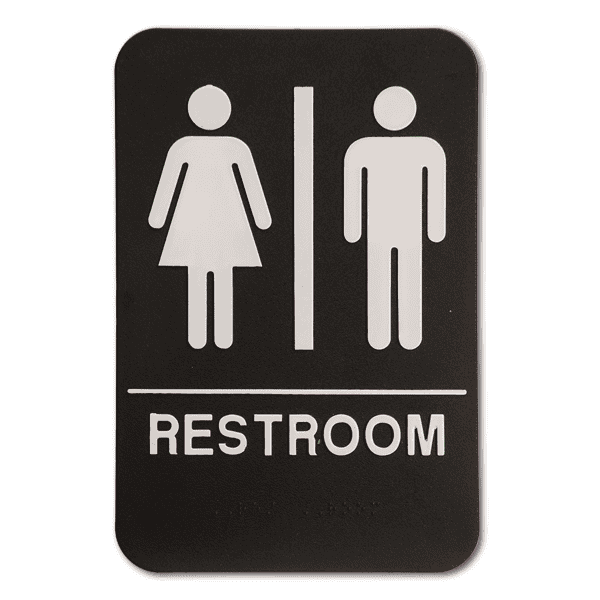 Black Unisex 9" x 6" ADA Braille Restroom Sign