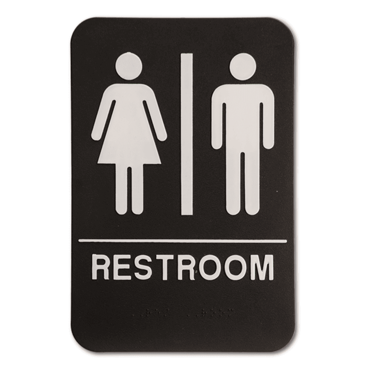 Black Unisex ADA Braille Restroom Sign