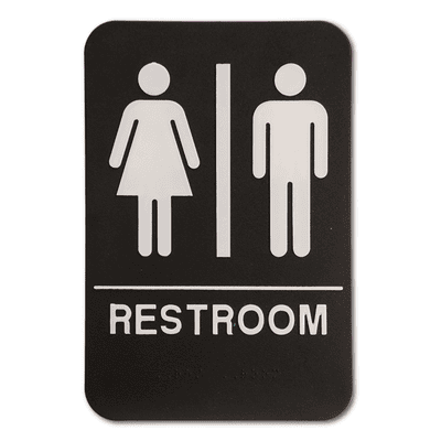 Black Unisex ADA Braille Restroom Sign