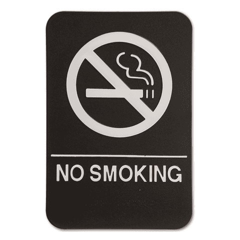 Black No Smoking Sign ADA Braille Sign