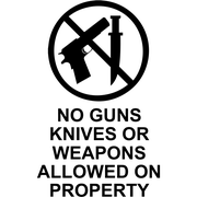 6" x 4" No Guns Or Knives Die Cut Vinyl Decal