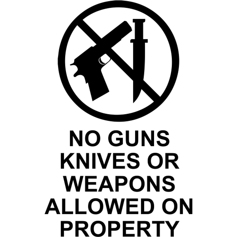 No Guns Or Knives Die Cut Vinyl Decal | 6" x 4"