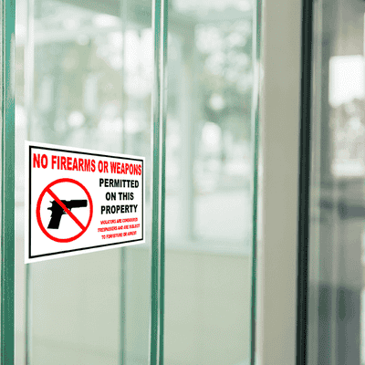 7" x 10" No Firearms Permitted Decal - alternate view