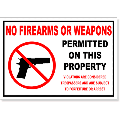 No Firearms Permitted Decal | 7" x 10"