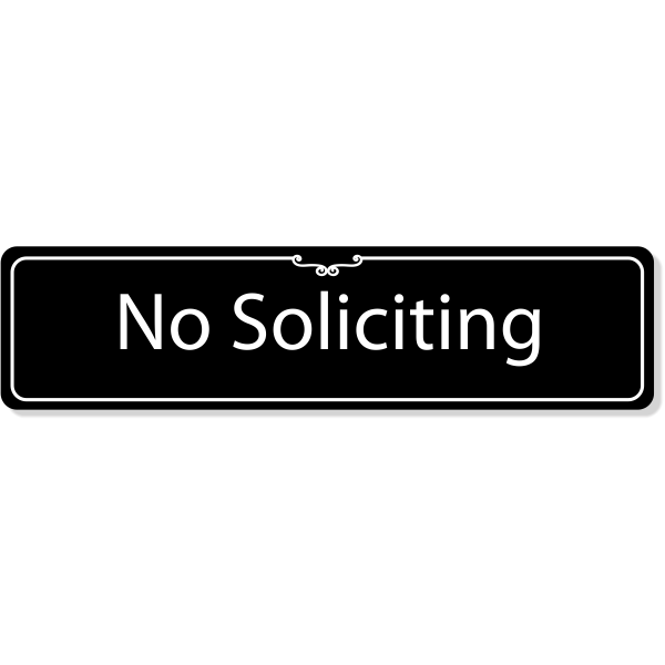 Art Deco Border 2" x 8" No Soliciting Sign