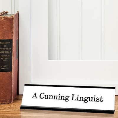 A Cunning Linguist Funny Name Plate - alternate view