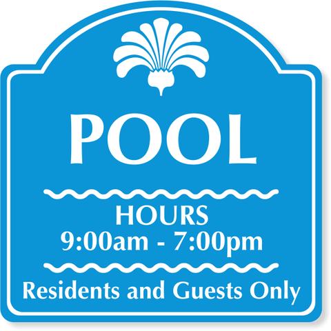 Custom Pool Hours 12" x 12" Engraved Sign