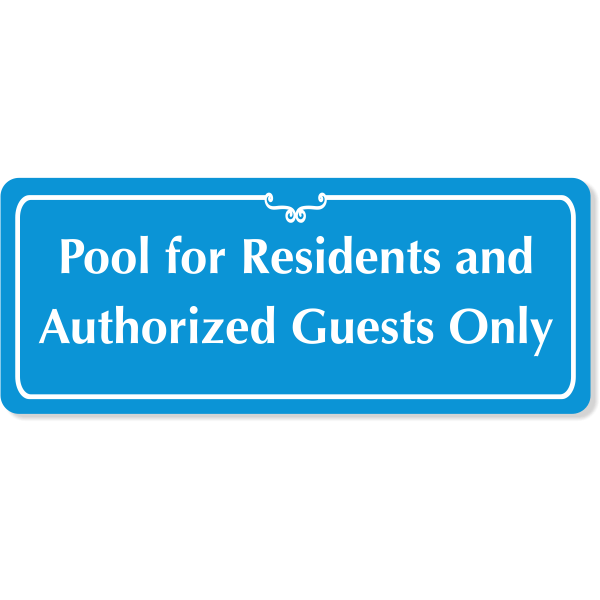 Pool for Residents 4" x 10" Engraved Sign