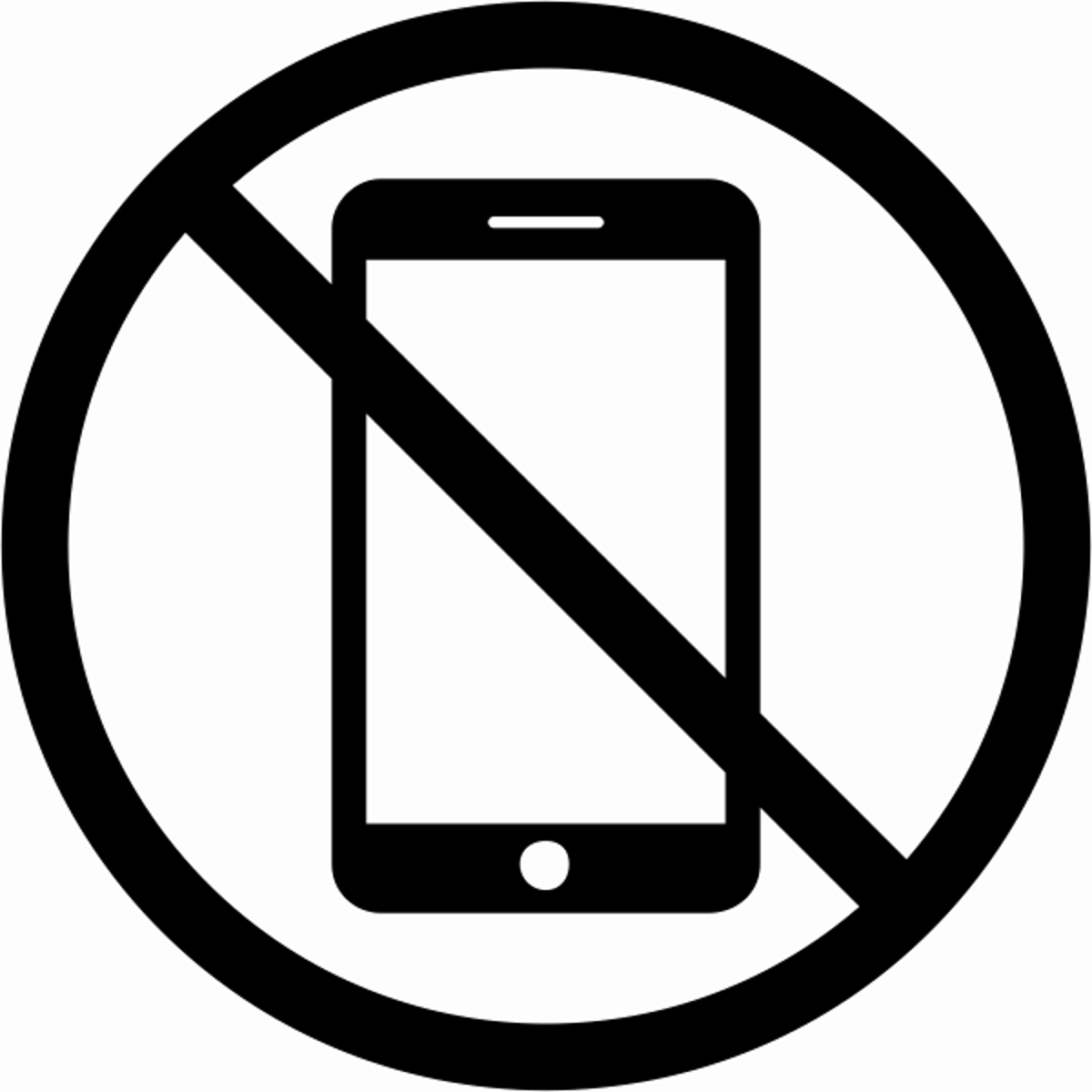 6" Round No Cell Phone Die Cut Vinyl Decal