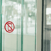 6" Round No Cell Phone Die Cut Vinyl Decal on a store window