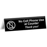 No Cell Phone Use at Counter 2" x 8" Tent Sign 