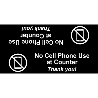No Cell Phone Use at Counter 2" x 8" Tent Sign - alternate view