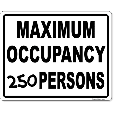 Maximum Occupancy 8" x 10" Write On Sign