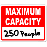 Red Maximum Capacity 8" x 10" Write On Sign