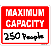 Red Maximum Capacity 8" x 10" Write On Sign