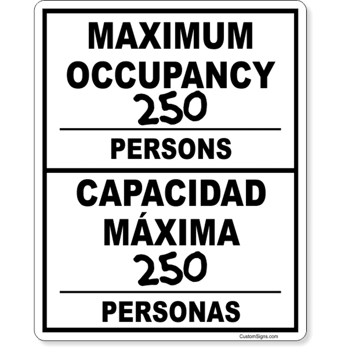Bilingual Maximum Occupancy Write On Sign | 10" x 8"