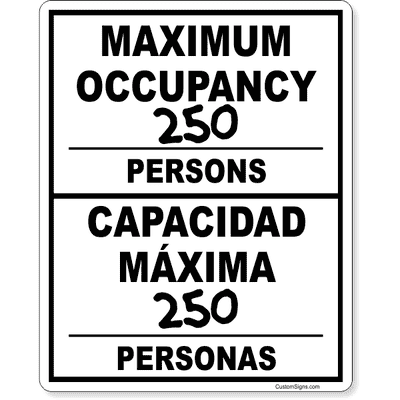 Bilingual Maximum Occupancy Write On Sign | 10" x 8"