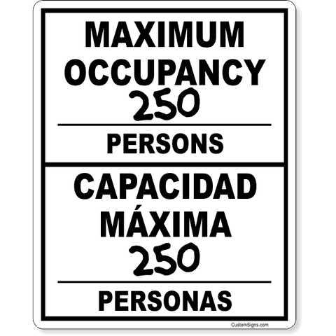 Bilingual Maximum Occupancy 8" x 10" Write On Sign