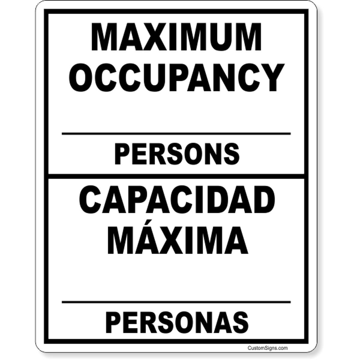 Bilingual Maximum Occupancy Write On Sign | 10" x 8"