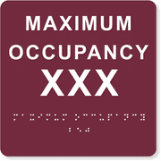Maximum Occupancy 6" x 6" ADA Sign