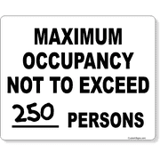 Maximum Occupancy Not To Exceed 8" x 10" Write On Sign