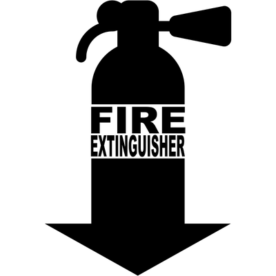 Fire Extinguisher Down Arrow Cut Vinyl Decal | 7" x 5"