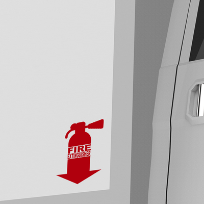 7" x 5" Fire Extinguisher Down Arrow Cut Vinyl Decal - alternate view