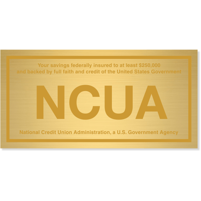 NCUA Engraved Brass 4" x 8" Wall Plate - alternate view