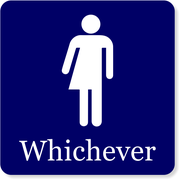 Whichever Gender Neutral 6" x 6" Bathroom Sign