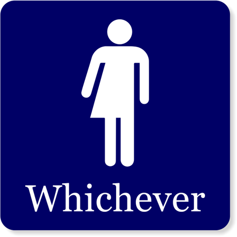 Whichever Gender Neutral 6" x 6" Bathroom Sign
