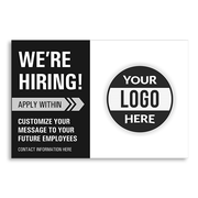 Custom Logo We're Hiring Yard Sign In Black