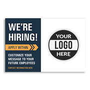 Custom Logo We're Hiring Yard Sign In Blue