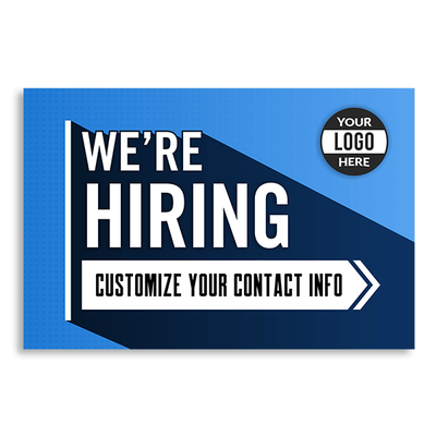 Custom Blue We're Hiring Yard Sign