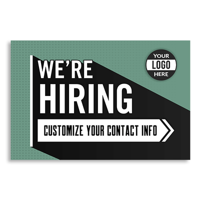 Custom Green We're Hiring Yard Sign