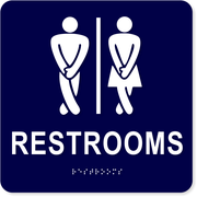 Funny 6" x 6" ADA Braille Men and Women Restroom Sign
