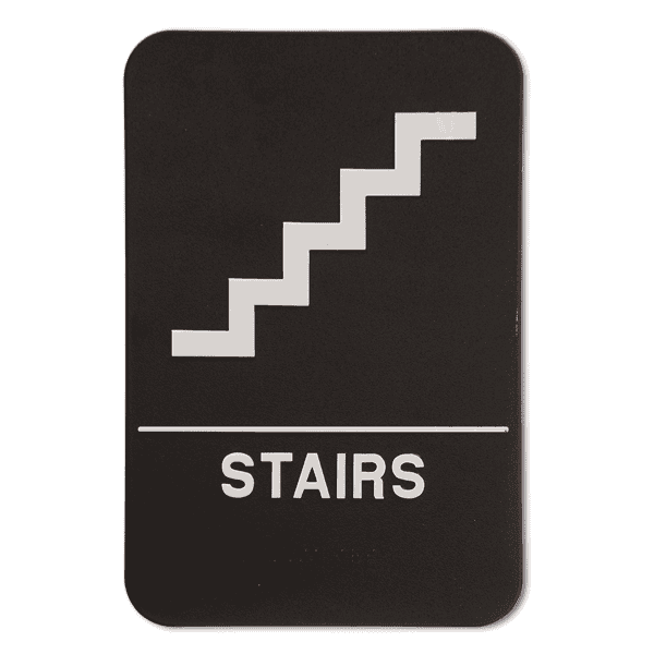 Black Stairs 9" x 6" ADA Braille Sign
