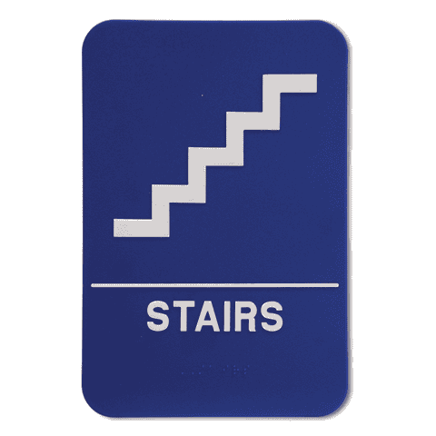 Blue Stairs 9" x 6" ADA Braille Sign
