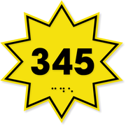 Sunburst 4" x 4" ADA Number Sign
