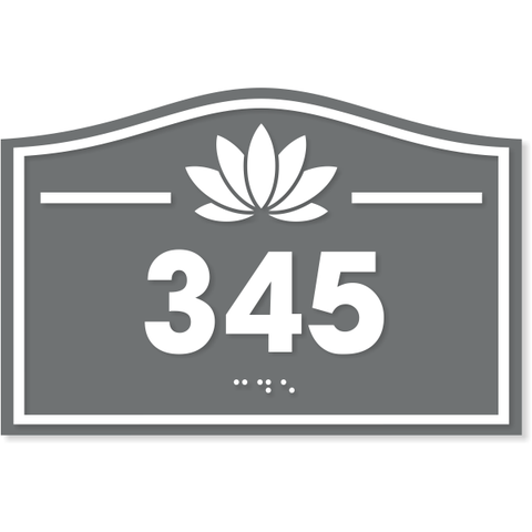 Floral Crest 4" x 6" ADA Number Sign