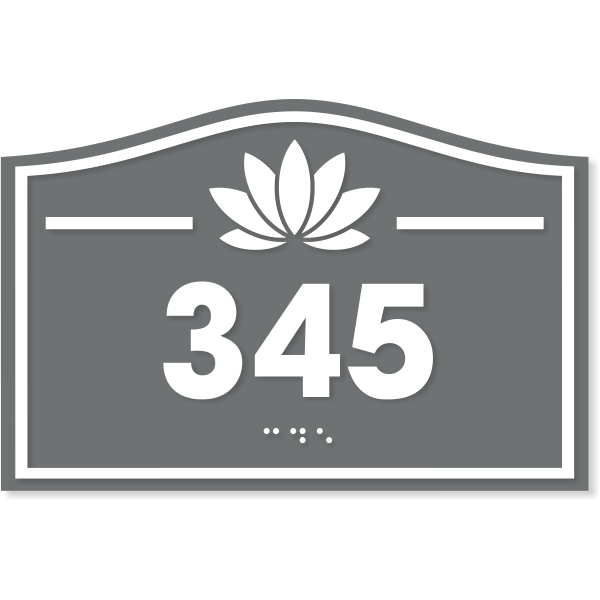 Floral Crest 4" x 6" ADA Number Sign