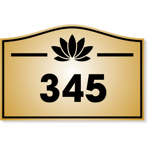 Floral Crest 4" x 6" Number Sign