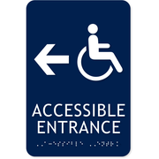 Handicap Accessible Entrance Left Arrow 9" x 6" ADA Sign